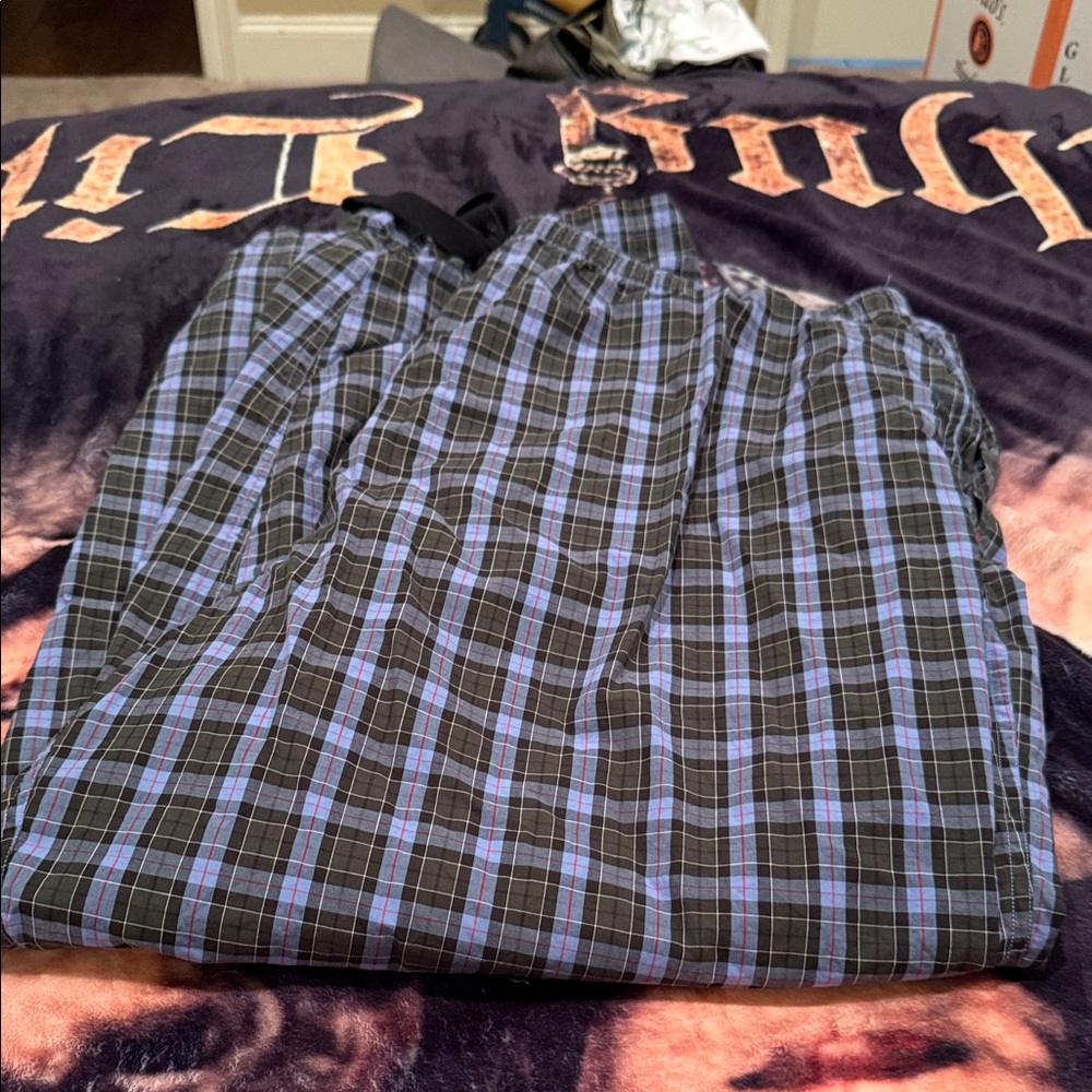 Roundtree & Yorke loungewear Men's Plaid lounge pants Blk/Blue-3XB (29” Inseam)